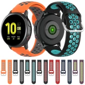 Samsung Galaxy Watch Active 2 ve Active Uyumlu 20mm Mor ve Yeşil İki Renk Spor Saat Kayışı - 8