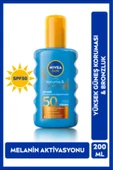 SUN SPF50 Çift Etkili Yüksek Koruma Ve Bronzluk Güneş Spreyi 200ml, Doğal Bronzluk, Suya Dayanıklı - 1