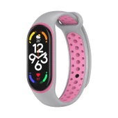 Xiaomi Mi Band 7 İki Renkli Silikon Saat Kayışı Gri Pembe - 1