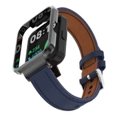 Xiaomi Redmi Watch 2 Lite Hakiki Deri Metal Kasa Entegre Kordon Koyu Mavi - 3