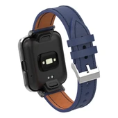 Xiaomi Redmi Watch 2 Lite Hakiki Deri Metal Kasa Entegre Kordon Koyu Mavi - 4