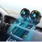 Üniversal Oto Ofis Araç İçi Torpido Üstü Vantilatör Çift Başlıklı Çakmaklık Girişli 2 Kademeli Soğutucu Fan 360° Dönebilen Ultra Sessiz Araç Fanı 12V Mavi - 2