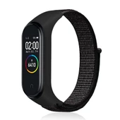 Xiaomi Mi Band 7 Reflektörlü Siyah Naylon Örgü Saat Kayışı - 1