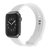 Apple Watch Silikon Kordon Kare Tokalı Beyaz 38mm 40mm 41mm Uyumlu - 1