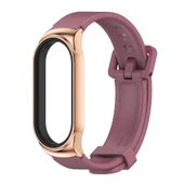 Xiaomi Mi Band 7 ve 7 NFC Uyumlu MIJOBS CS Metal Kasa ve Silikon Saat Kayışı Şarap Gül Altın - 2
