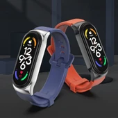 Xiaomi Mi Band 7 ve 7 NFC Uyumlu MIJOBS CS Metal Kasa ve Silikon Saat Kayışı Şarap Gül Altın - 5