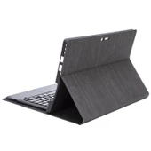 SF128-A Model Microsoft Surface Pro 8 Uyumlu Ağaç Dokulu Dokunmatik Bluetooth Klavye Deri Tablet Kılıfı Siyah - 6