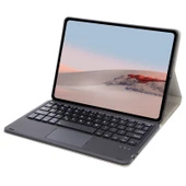 Microsoft Surface Go 4 3 2 1 Uyumlu SFGO A Model Ağaç Dokulu Bluetooth Klavyeli Deri Kılıf Siyah - 6