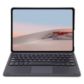 Microsoft Surface Go 4 3 2 1 Uyumlu SFGO A Model Ağaç Dokulu Bluetooth Klavyeli Deri Kılıf Siyah - 4