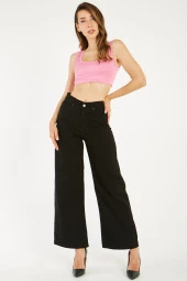 Kadın Yüksek Bel Bol Kesim Wide Leg Kot Pantolon - 1