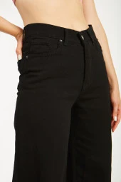 Kadın Yüksek Bel Bol Kesim Wide Leg Kot Pantolon - 3