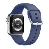 Apple Watch Silikon Kordon Tek Renk Lacivert 38mm 40mm 41mm Uyumlu - 3