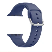 Apple Watch Silikon Kordon Tek Renk Lacivert 38mm 40mm 41mm Uyumlu - 1