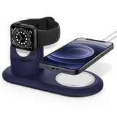 Apple Watch ve iPhone için Çok Fonksiyonlu Magsafe Şarj Standı - Gece Mavisi - 5