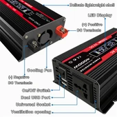 Zhizun Modifiye Sinüs Dalga 12V den 220V ye 4000W Araç Güç İnvertörü Siyah - 4