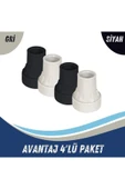 APS Baston Lastiği Yumuşak Kaymaz Taban Baston Asa Ucu Yüksek Kalite 4'lü Avantaj Paket Gri ve Siyah - 1
