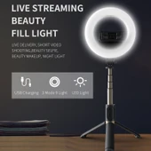 Q07 Model 6 Inç Halkalı Işık Taşınabilir Bluetooth Selfie Çubuğu Tripod - 2