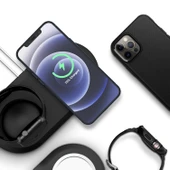 Apple Watch ve iPhone için 2'si 1 Arada Çok Fonksiyonlu Magsafe Şarj Standı Siyah - 6