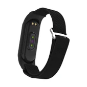 Xiaomi Mi Band 6 5 4 3 Uyumlu Siyah 9 Şekilli Tokalı Naylon Silikon Saat Kayışı - 6