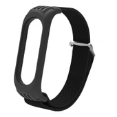 Xiaomi Mi Band 6 5 4 3 Uyumlu Siyah 9 Şekilli Tokalı Naylon Silikon Saat Kayışı - 1