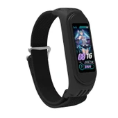 Xiaomi Mi Band 6 5 4 3 Uyumlu Siyah 9 Şekilli Tokalı Naylon Silikon Saat Kayışı - 5