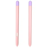 Samsung Galaxy Tab S6 Lite P610 P615 Uyumlu Sıvı Silikon Stylus Kalem Koruyucu Kılıf Pembe Mor - 1