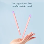 Samsung Galaxy Tab S6 Lite P610 P615 Uyumlu Sıvı Silikon Stylus Kalem Koruyucu Kılıf Pembe Mor - 5