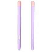 Samsung Galaxy Tab S6 Lite P610 P615 Uyumlu Sıvı Silikon Stylus Kalem Koruyucu Kılıf Mor Pembe - 1