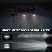 Jeep Wrangler 7 Inç Kare LED Far 8 LED 300W 30000LM 9V-30V H4 Model - 9