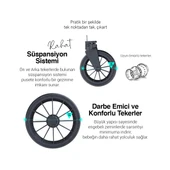 Huggy Mate 5 in 1 Extra Parlak Çift Yönlü Travel Bebek Arabası - 11