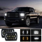 Jeep Wrangler 7 Inç Kare LED Far 8 LED 300W 30000LM 9V-30V H4 Model - 2