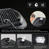Jeep Wrangler 7 Inç Kare LED Far 8 LED 300W 30000LM 9V-30V H4 Model - 3