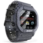 Lokmat OCEAN 1.14 İnç TFT Dokunmatik Ekran IP68 Su Geçirmez Akıllı Saat Denim Mavi - 2