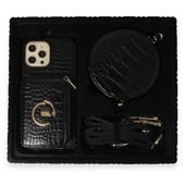 İPhone 14 Pro Uyumlu 3 Parça Çanta Cüzdan Askılık Set Kılıf - 10