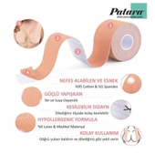 Premium Göğüs Dikleştirici Bant Seti - 5cm x 5m - 8 Saten + 2 Silikon Ped - Ten Rengi - 6