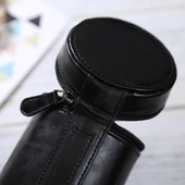 Orta Boy DSLR Kamera Lens Kılıfı Siyah PU Deri Fermuarlı 13x9x9 cm - 6