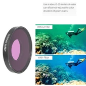 DJI Osmo Action 3 Uyumlu 3'ü 1 Arada Dalış Lens Filtresi Kırmızı Pembe Mor - 5