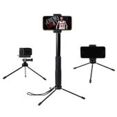 30-93cm Uzunluk Ayarlı Katlanabilir Tripod Tutucu Çok Fonksiyonlu Selfie Çubuğu Monopod GoPro Insta360 DJI ve Diğer Aksiyon Kameraları için - 5