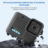 GoPro HERO 2024 Silikon Koruyucu Kılıf Yan Arayüz Kapağı Bileklik Kayışı ve Lens Kapağı Siyah - 2