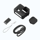 GoPro HERO 2024 Silikon Koruyucu Kılıf Yan Arayüz Kapağı Bileklik Kayışı ve Lens Kapağı Siyah - 6