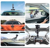 Üçgen Vakumlu Kamera Tutucu Tripod Adaptörlü Siyah - 7