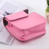 FUJIFILM Instax Mini 9 Mini 8 Plus Mini 8 Uyumlu Pembe Retro Stil Tam Gövde PU Deri Kamera Çantası Askılı - 5
