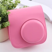 FUJIFILM Instax Mini 9 Mini 8 Plus Mini 8 Uyumlu Pembe Retro Stil Tam Gövde PU Deri Kamera Çantası Askılı - 2