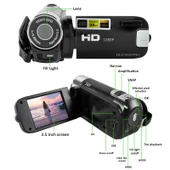 16X Dijital Zoomlu HD 16 Megapiksel Ev ve Seyahat DV Kamera Siyah EU Priz - 4