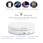 13.8cm USB Şarjlı Akıllı 360 Derece Dönen Fotoğraf Çekim Standı Beyaz - 4