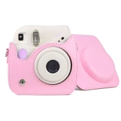 FUJIFILM Instax Mini 7 Plus Retro Tam Gövde Pembe PU Deri Kamera Çantası Askılı - 5