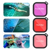 GoPro HERO8 Black Su Geçirmez Kılıf 45m Kırmızı Dokunmatik Arka Kapak ve Renkli Lens Filtresi - 5