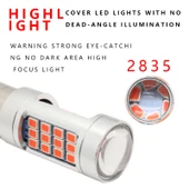 7443 Model 42 LEDli Kırmızı Strobe Araba Fren Lambası 12V 2.2W 2 Adet - 3