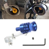 Evrensel Alüminyum Turbo Ses Egzoz Susturucu Düdüğü Araba Motosiklet Simülatörü Mavi 30mm L Boy - 1