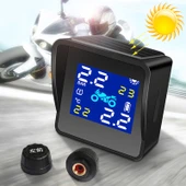 Evrensel Motosiklet Kablosuz Yüksek Hassasiyetli Güneş Enerjili TPMS Lastik Basınç Alarm Sistemi Dış Lastik Monitörü - 1